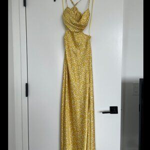 Vici Mable Yellow & White Floral Silk Dress Size Large